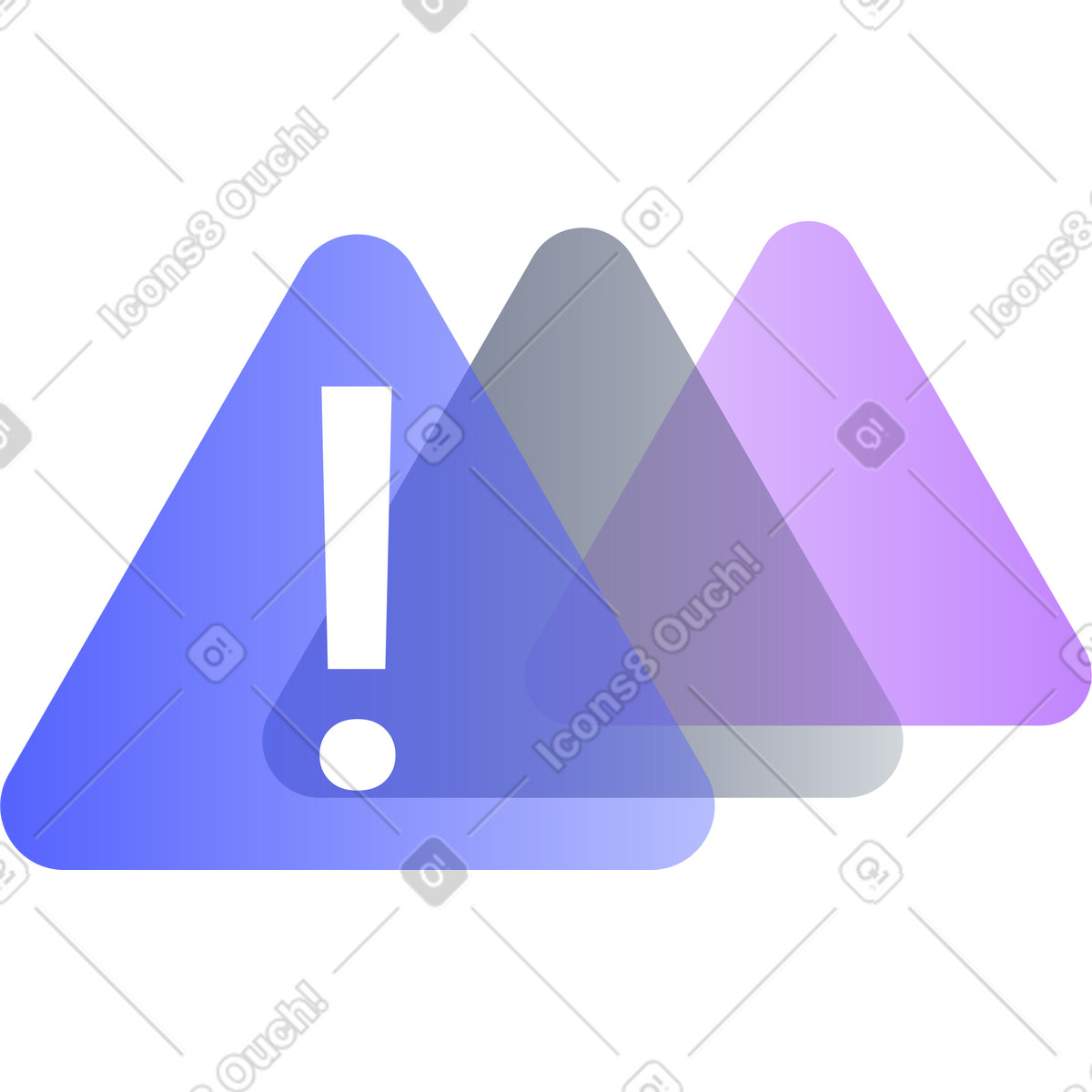 Triangles with exclamation mark illustration in PNG, SVG