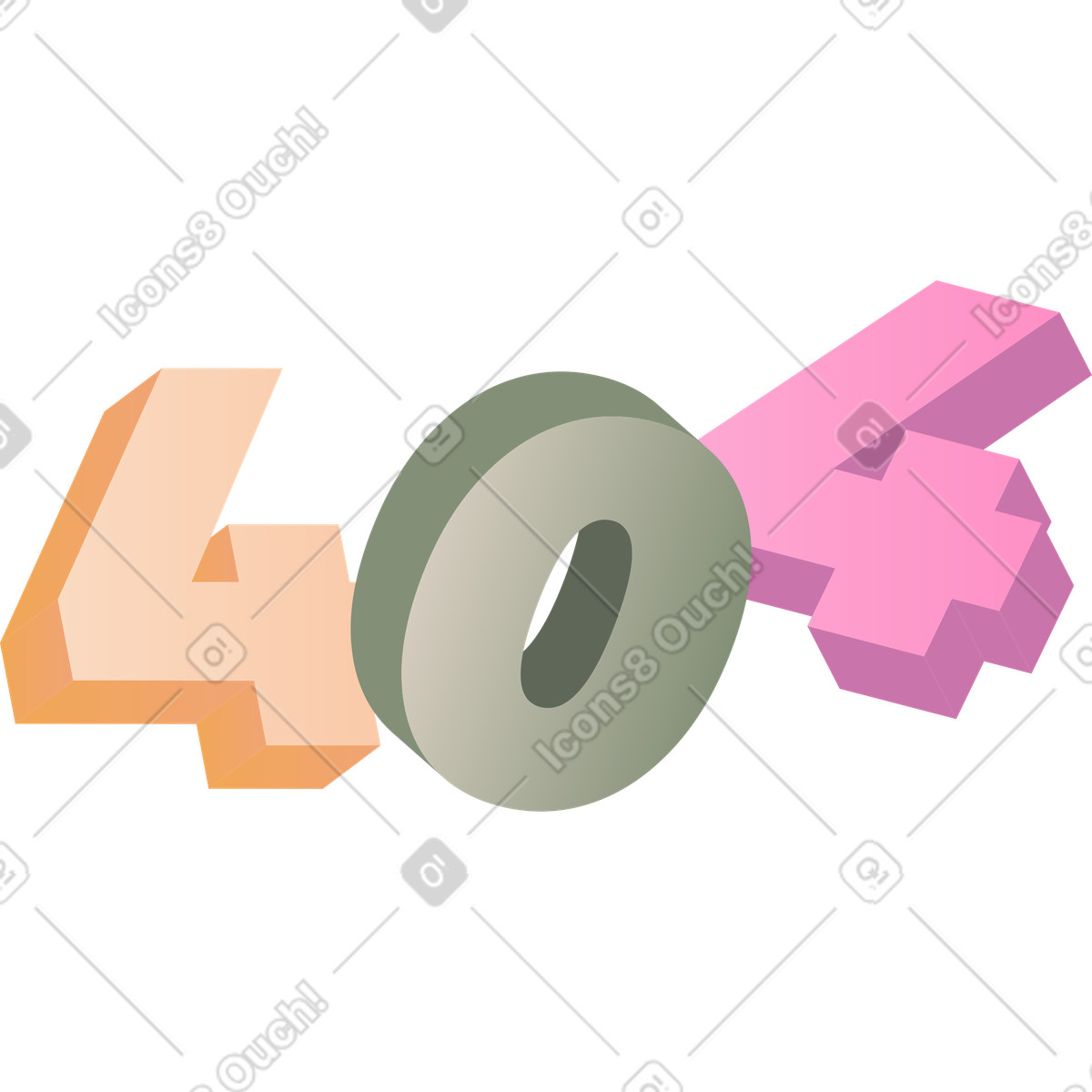 Coworking スタイルの 404 テキストのレタリング のイラストをPNG、SVG形式でダウンロード