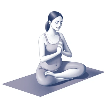 An individual sitting cross-legged on a yoga mat. Their hands are resting on their knees, with palms facing upward in a meditative position. The person is gently closing their eyes, demonstrating focus and tranquility. They are taking deep breaths, as indicated by slight movements of the abdomen. Soft shadows accentuate the contours of their face, emphasizing a peaceful expression. The environment around them is calm, with minimal distractions, allowing for an atmosphere conducive to relaxation and mindfulness.