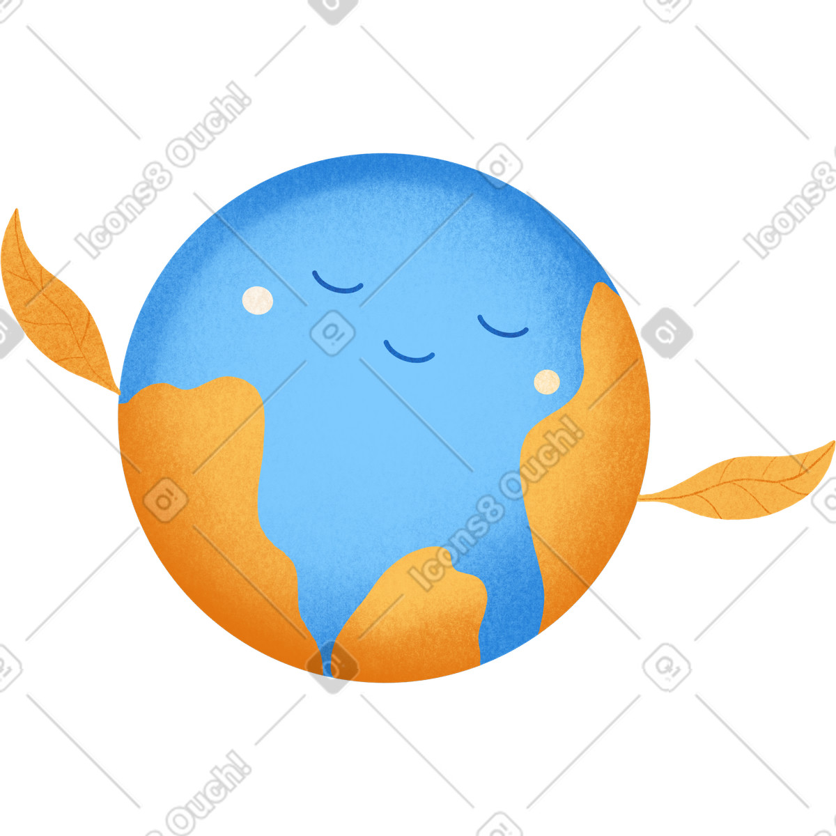 Ilustración Planet earth with a smile and leaves on the sides en estilo Gleam descargar en PNG y SVG
