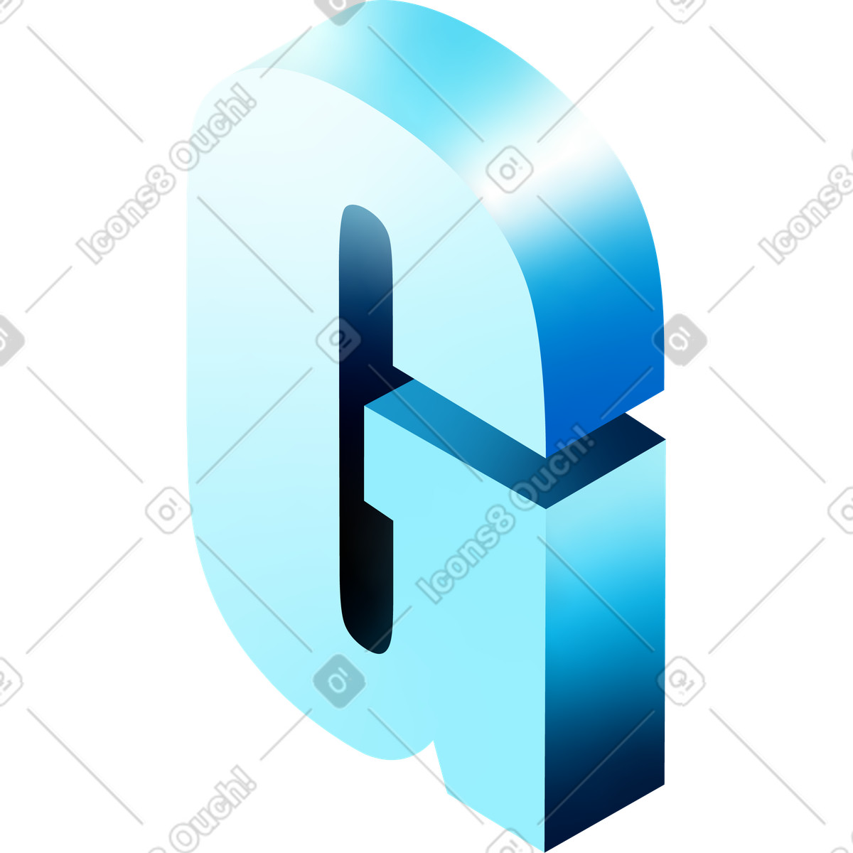 Isometric g letter illustration in PNG, SVG