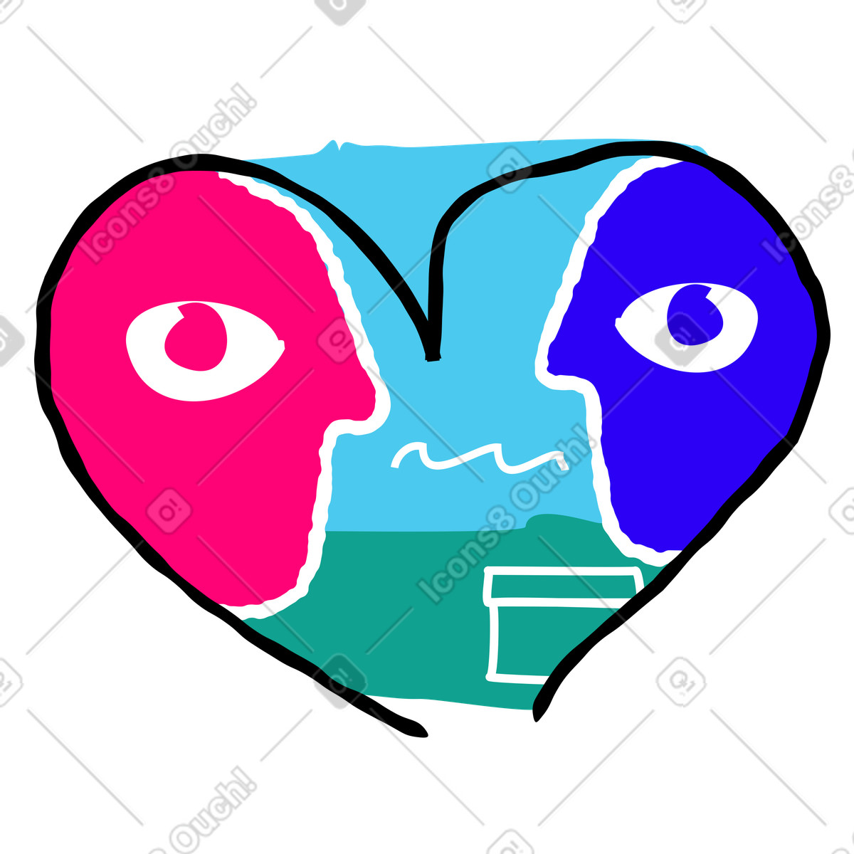 Ilustração de Pessoas se apaixonando no dia dos namorados em estilo Puzzle para baixar em PNG, SVG