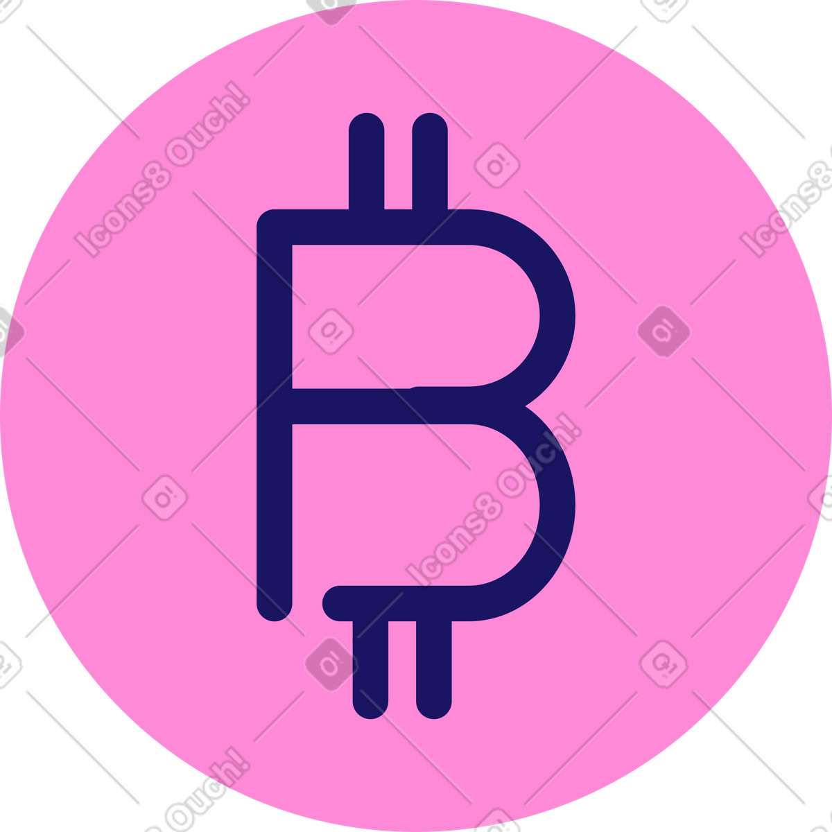 Rosa bitcoin-symbol-Illustration im Matey-Stil als Download in PNG, SVG