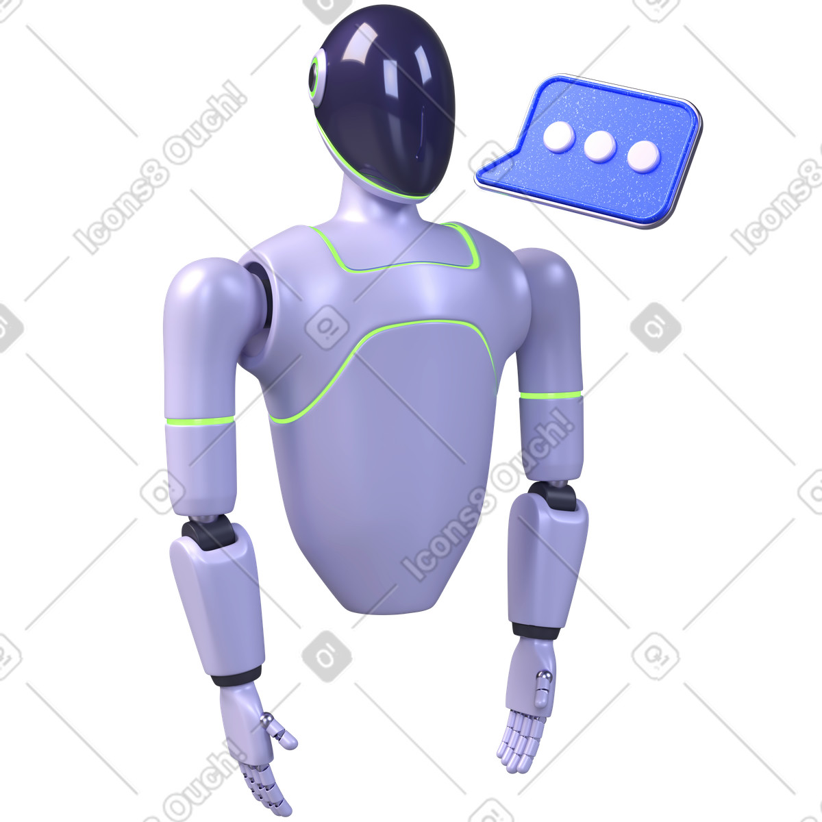 Ai chatbot communication, robot with message bubble, artificial intelligence conversation icon illustration in 3D Boost style download in PNG, SVG