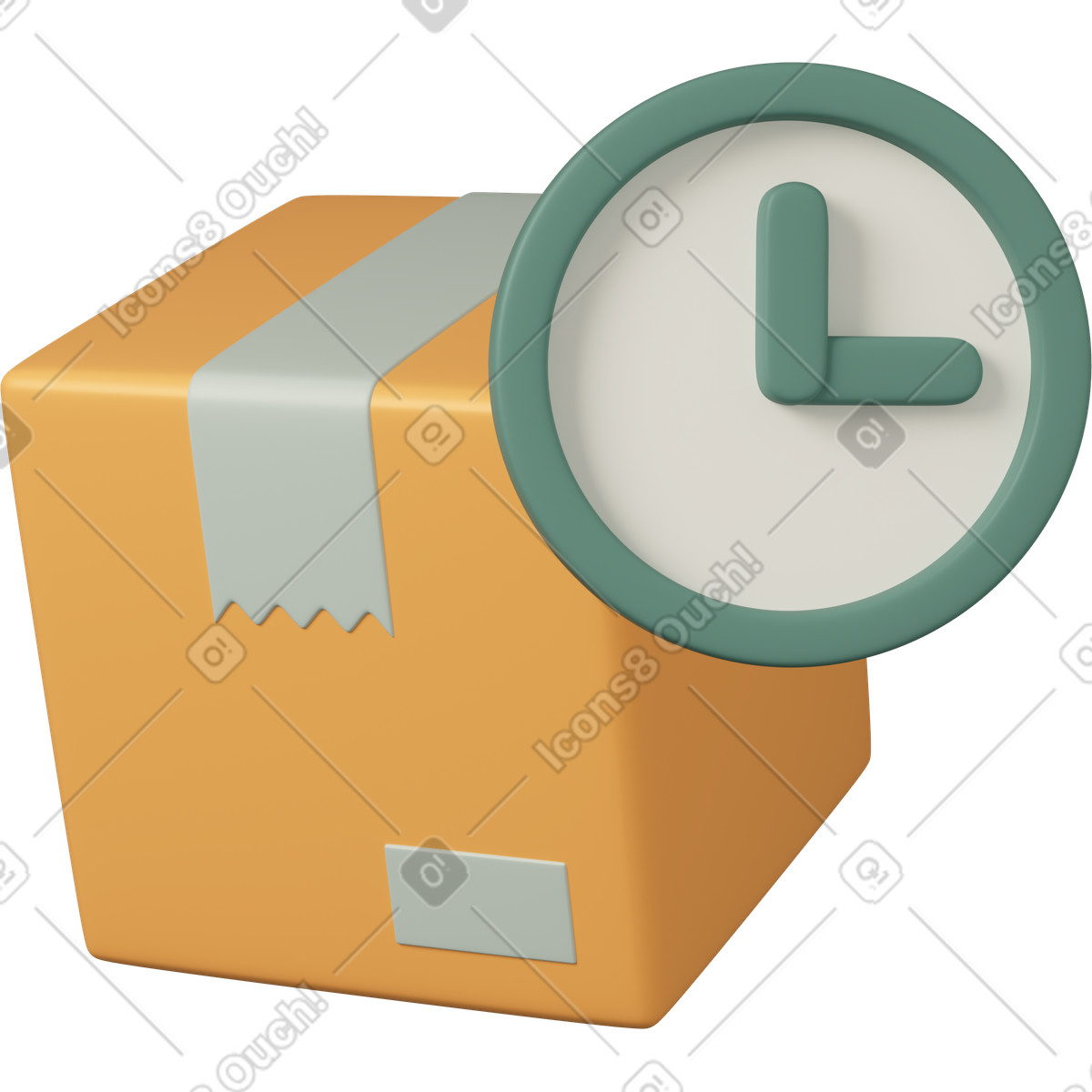 Parcel box with stopwatch-Illustration im 3D Casual life-Stil als Download in PNG, SVG