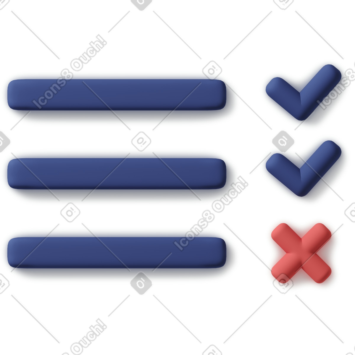 Checkliste mit zwei von drei erledigten aufgaben-Illustration im 3D Business-Stil als Download in PNG, SVG