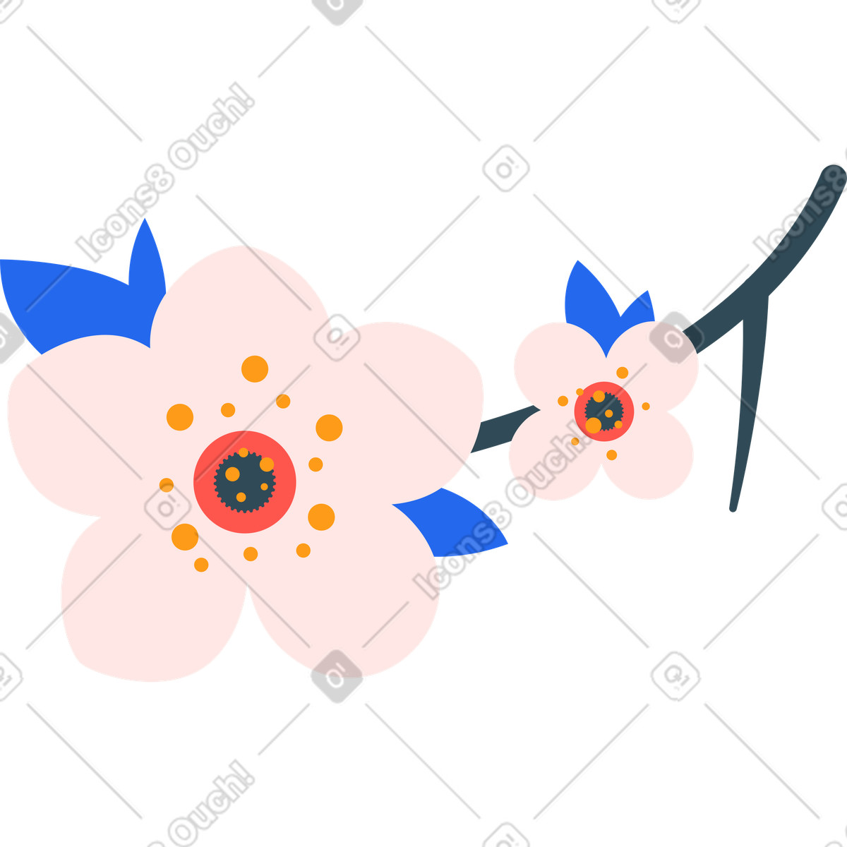 Ilustración Flor de ciruelo en estilo Kingdom a descargar en PNG y SVG