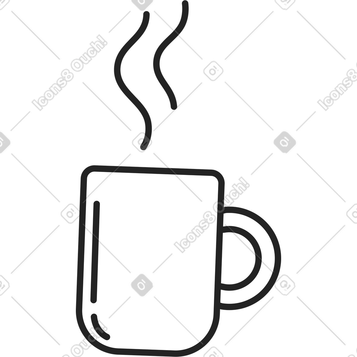 Coffee mug with steam illustration in Sammy Line style download in PNG, SVG