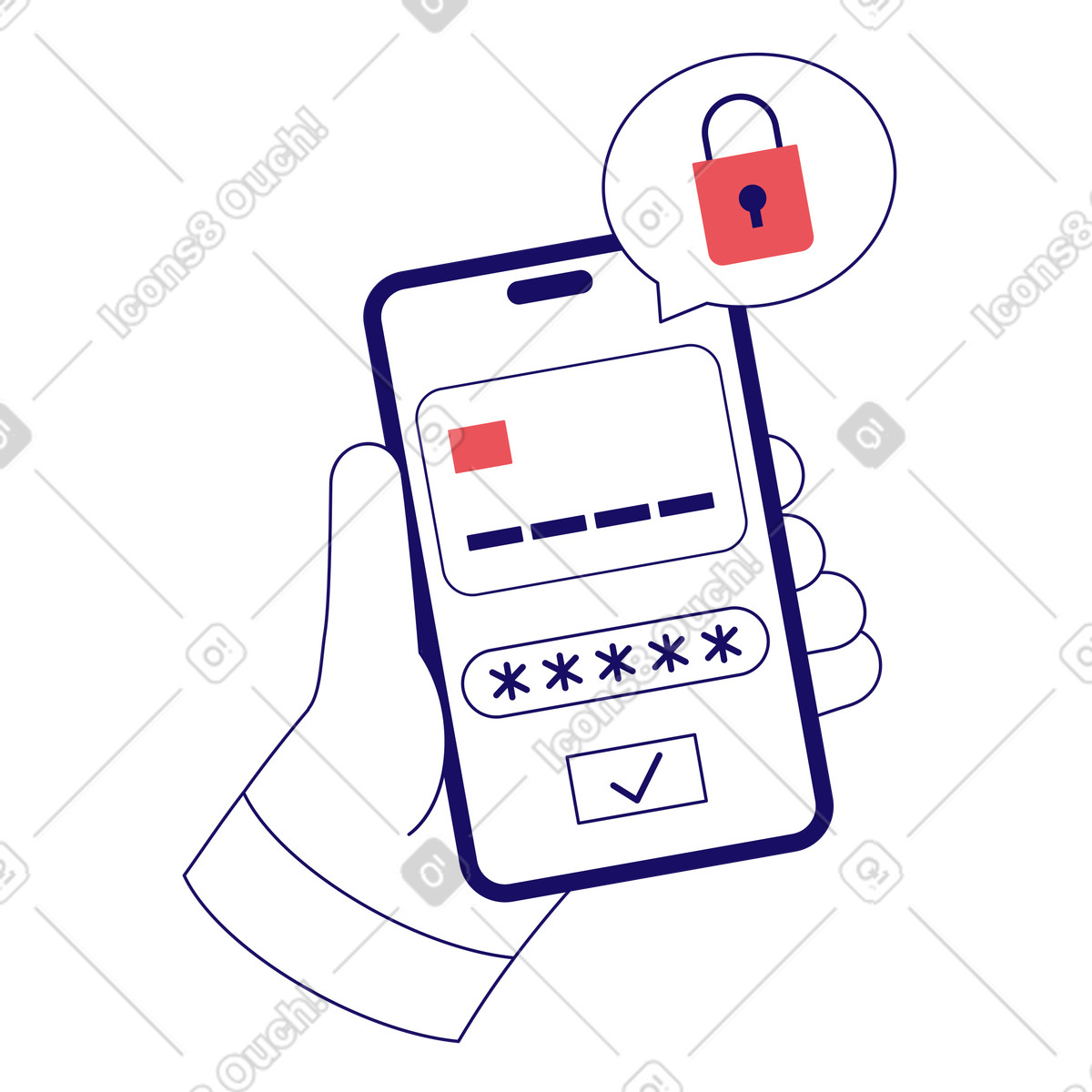 Ilustração de Segurança bancária online e proteção dados em no estilo Bendy para baixar em PNG, SVG
