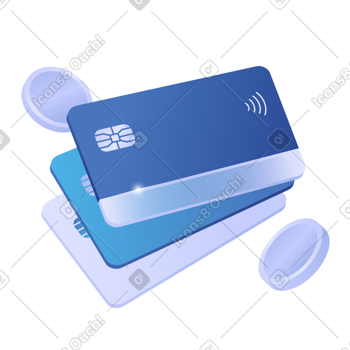 Pila di carte bancarie e monete, soluzioni bancarie e finanziarie illustration in PNG, SVG