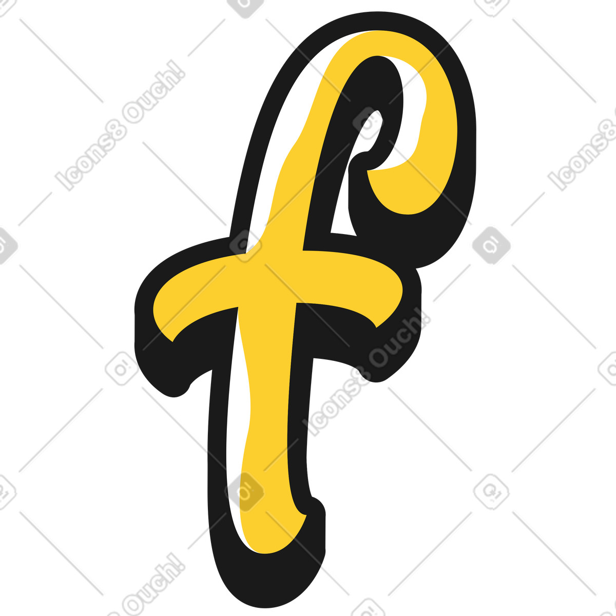 Lowercase letter f illustration in Taxi style download in PNG, SVG