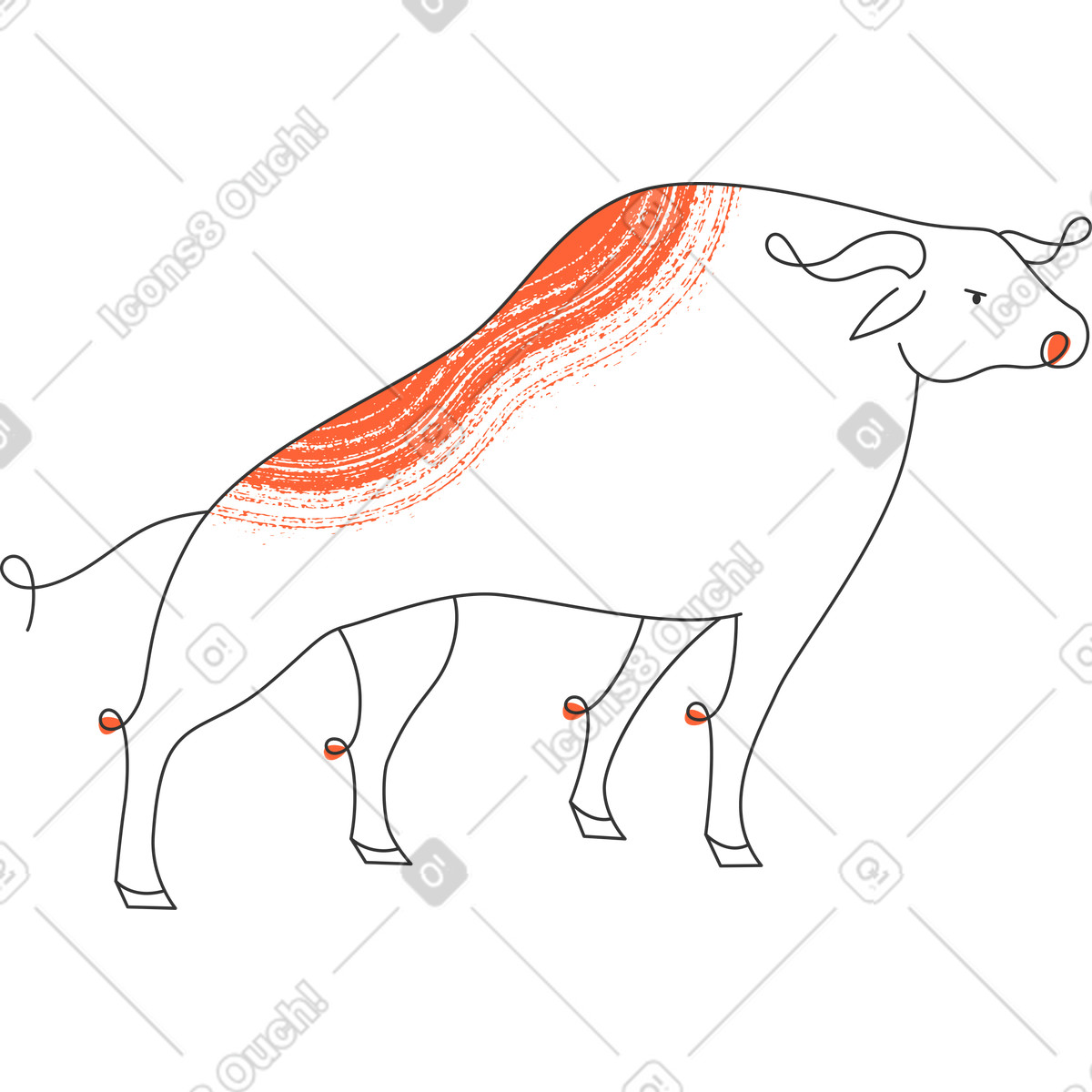 Toro illustrazione in stile Crayon scarica in PNG, SVG