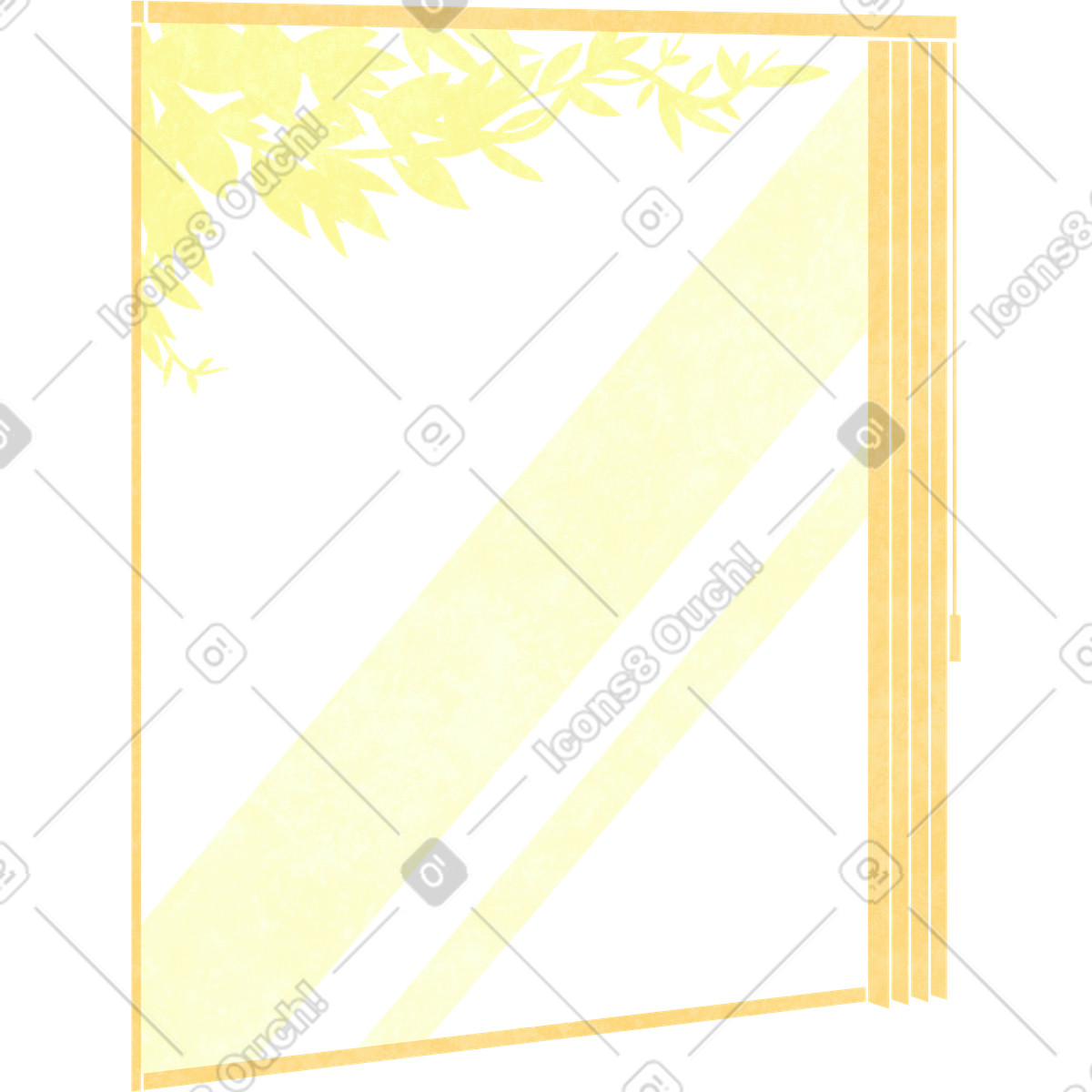 Orange window with blinds and tree branch illustration in Lifestyle style download in PNG, SVG