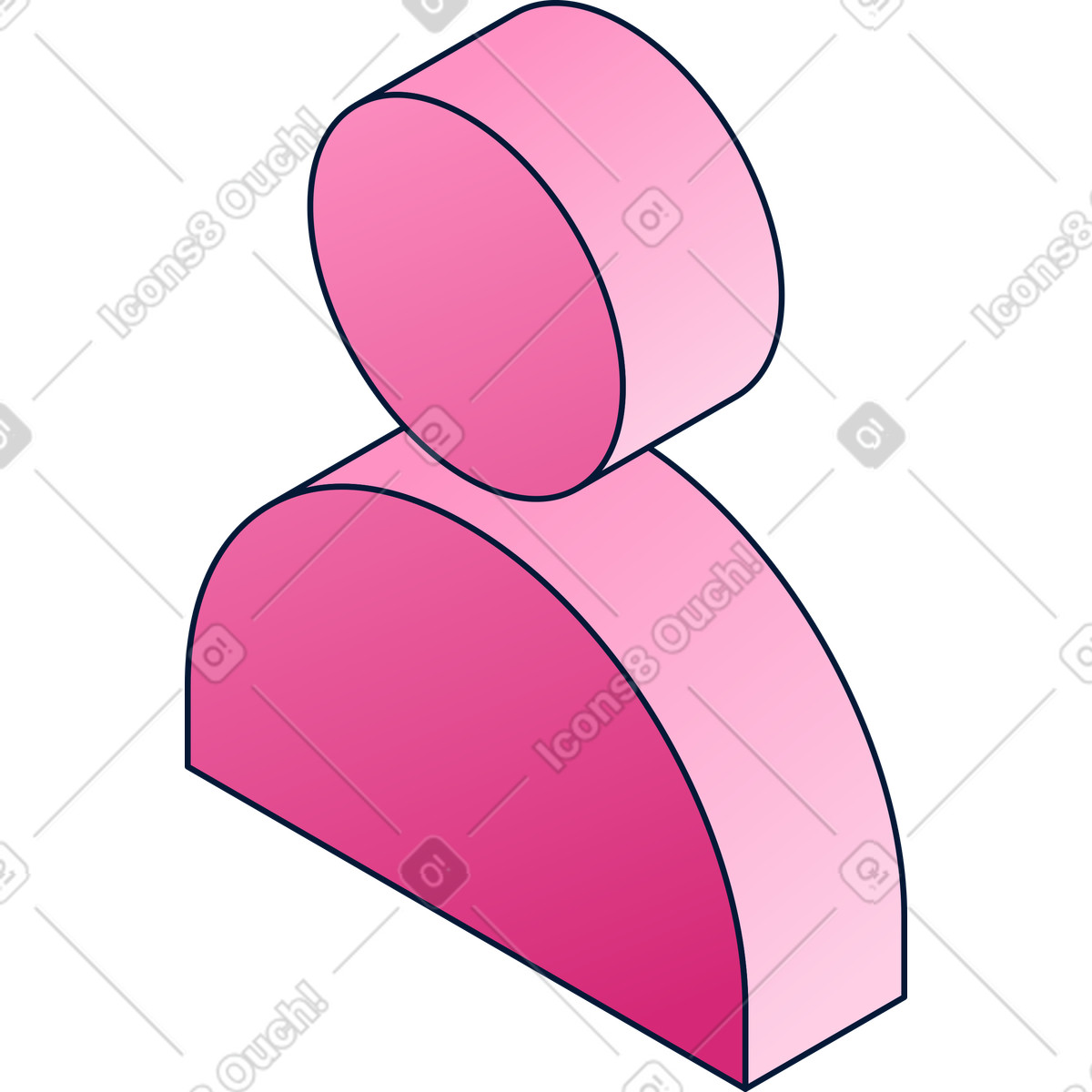 Illustration Symbole utilisateur rose isométrique dans le style Neat à télécharger aux formats PNG, SVG
