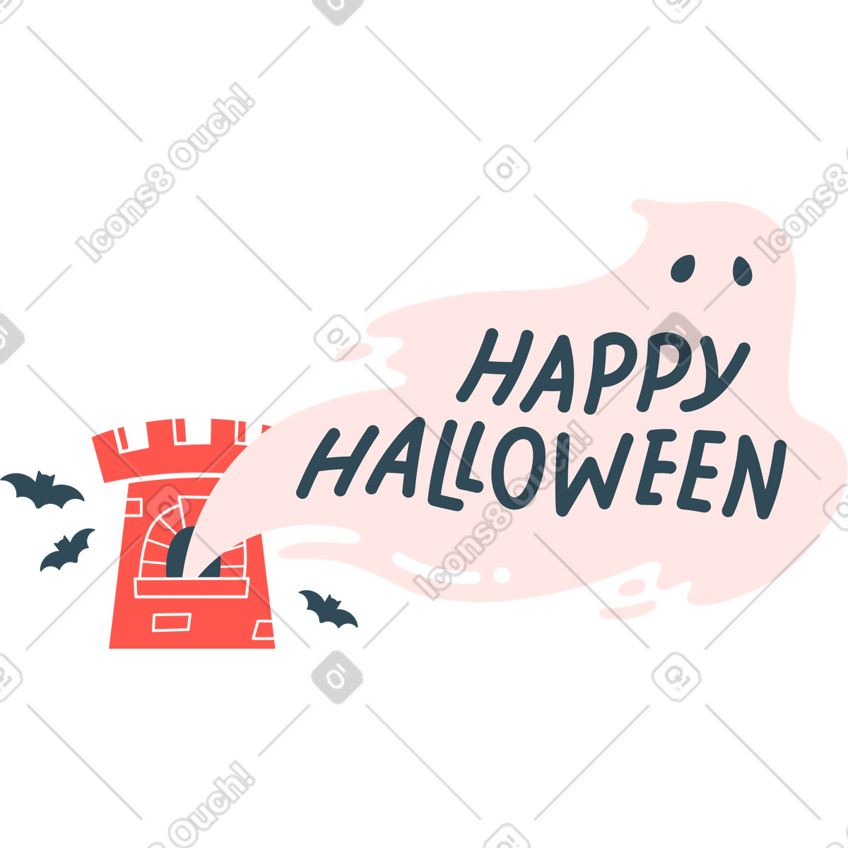 Illustration Joyeux halloween dans le style Kingdom à télécharger aux formats PNG, SVG