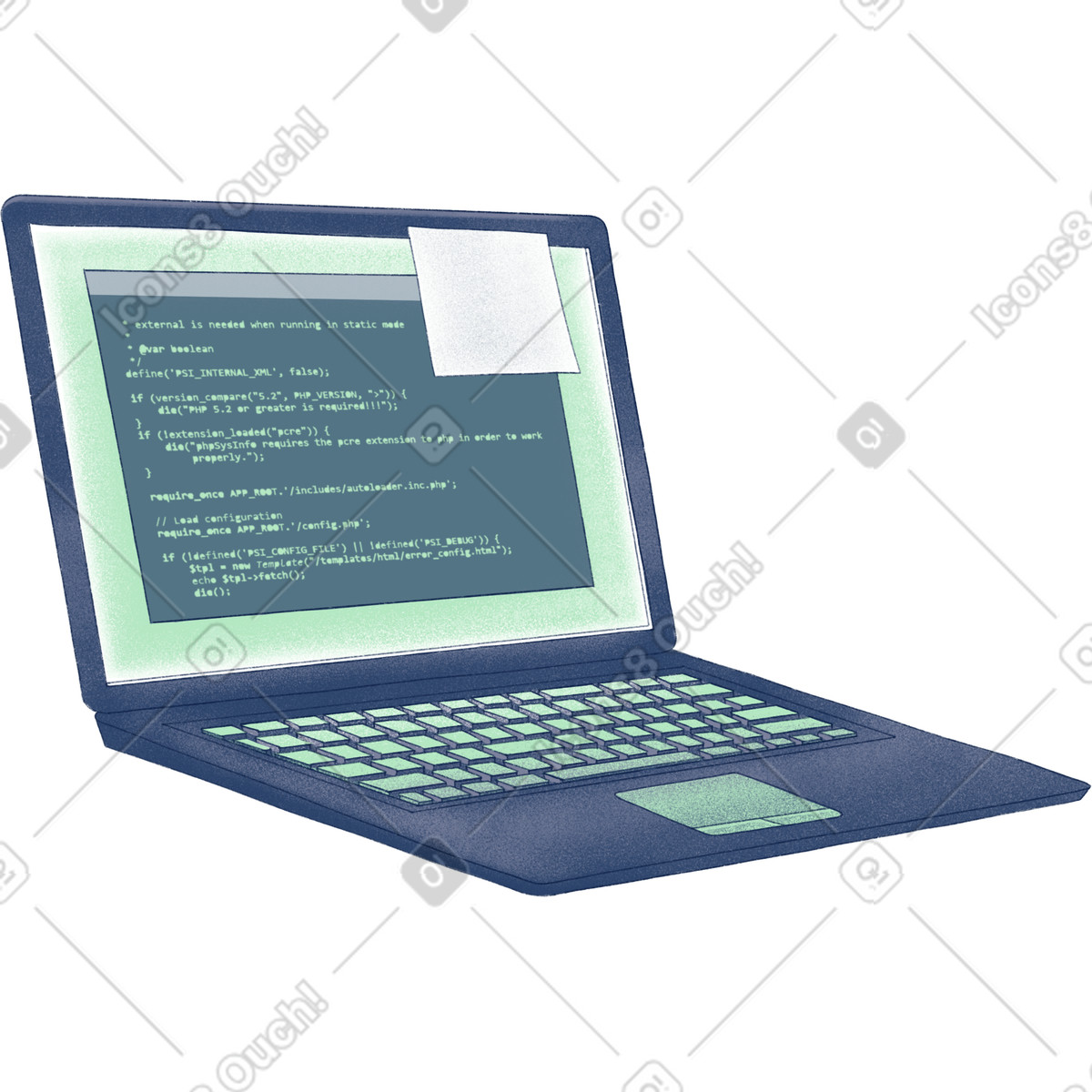 Иллюстрация Laptop with code в стиле Haze — скачать в форматах PNG, SVG