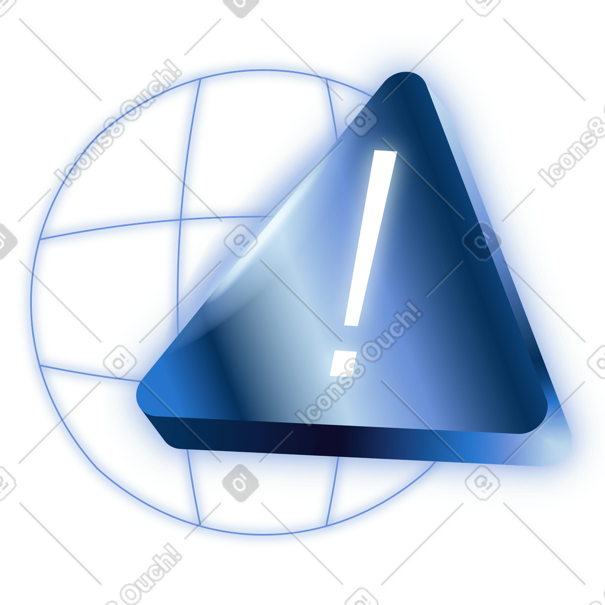 Warning triangle with exclamation mark, Internet error alert illustration in Dimension style download in PNG, SVG