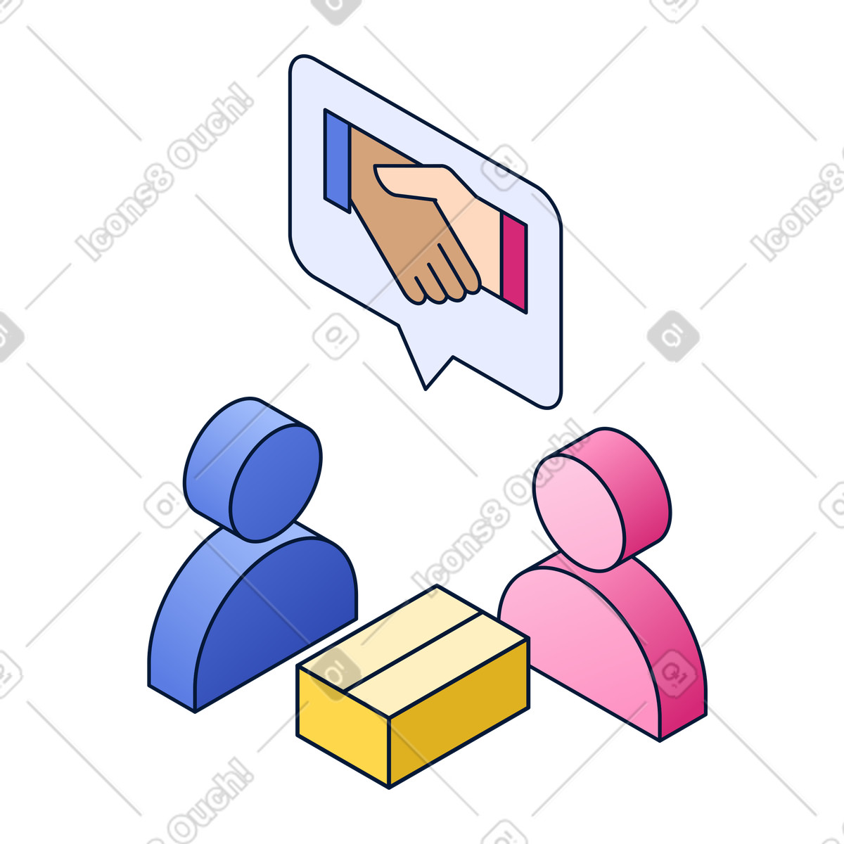 Partners negotiating at table, business partnership agreement and collaboration illustration in PNG, SVG