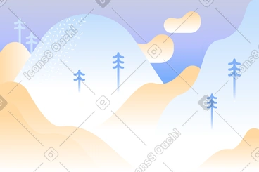 Background with hills and trees PNG, SVG