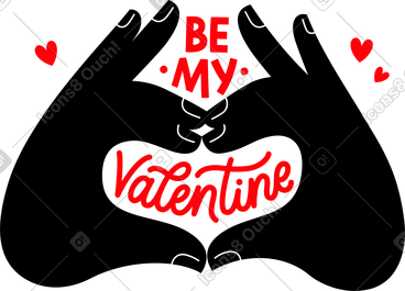 Lettering essere il mio san valentino all'interno del testo delle mani