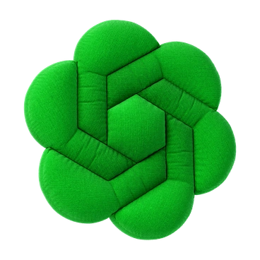 A green flower-shaped plush cushion - 3D Plush icons style illustration