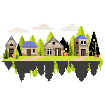 A forgotten village reflected in the stillness of blackwater