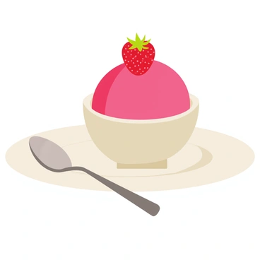A bowl of bright pink raspberry sorbet sits on a white plate. The sorbet is smooth and has a glossy surface, characterized by a vibrant color. A fresh raspberry is placed elegantly on top of the sorbet, adding a deep red contrast. Next to the bowl, a small silver spoon rests on the plate, glinting in the light. The background is light and simple to emphasize the dessert.