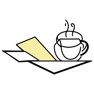A white steaming cup of tea sits on a wooden table. The cup has a simple design, with a small handle and a slightly curved shape. Beside the cup, there is an envelope, slightly opened, showcasing its cream-colored interior. A delicate tea stain is visible on the table, hinting at previous moments shared over this comforting beverage. The scene conveys a sense of intimacy and connection.