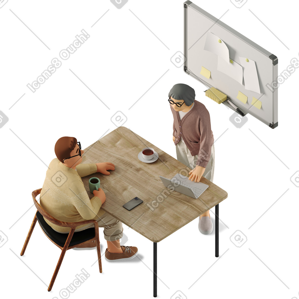 Two people discussing work illustration showing engaging discussion clipart graphics