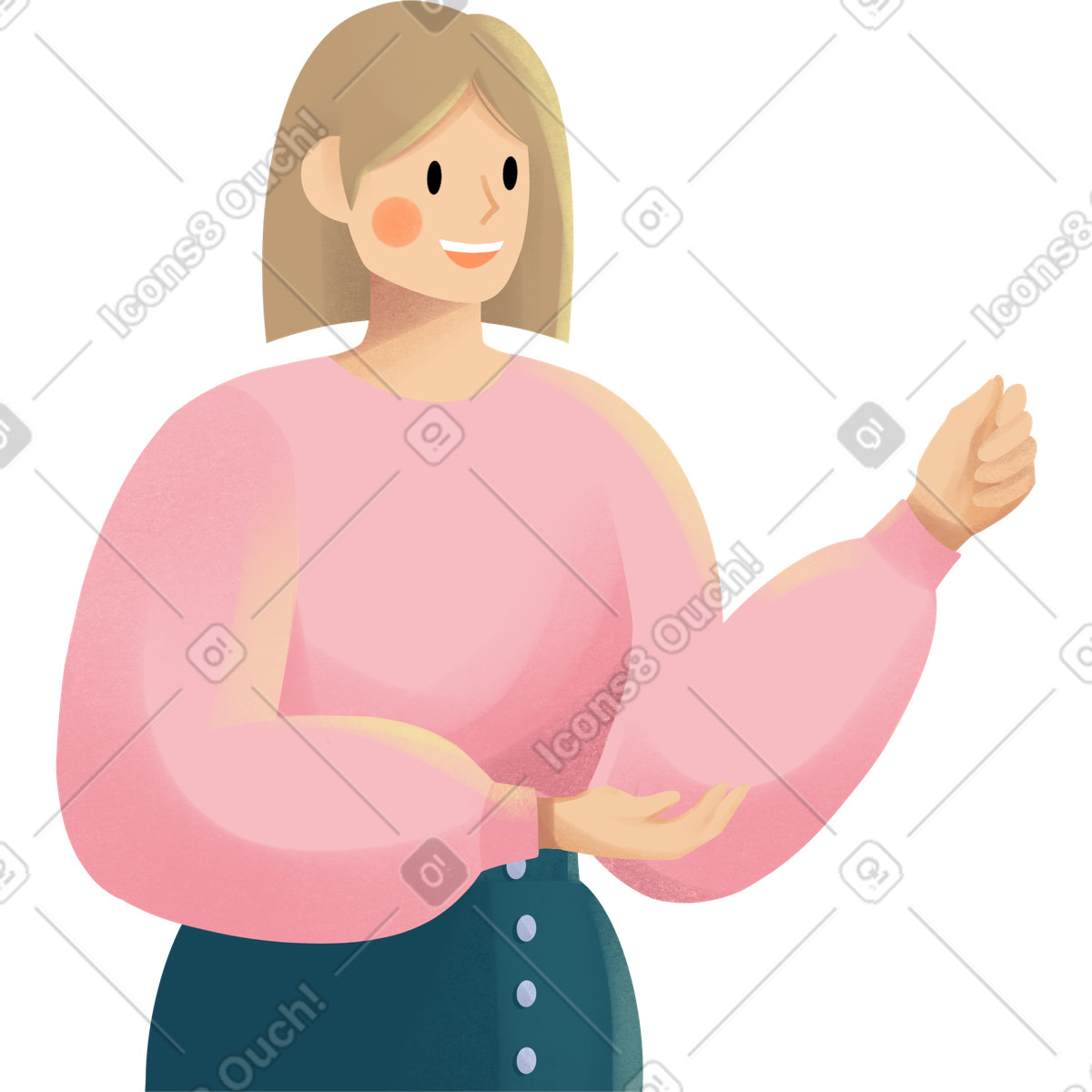 Young woman in pink sweater illustrazione stile Shine scarica PNG, SVG