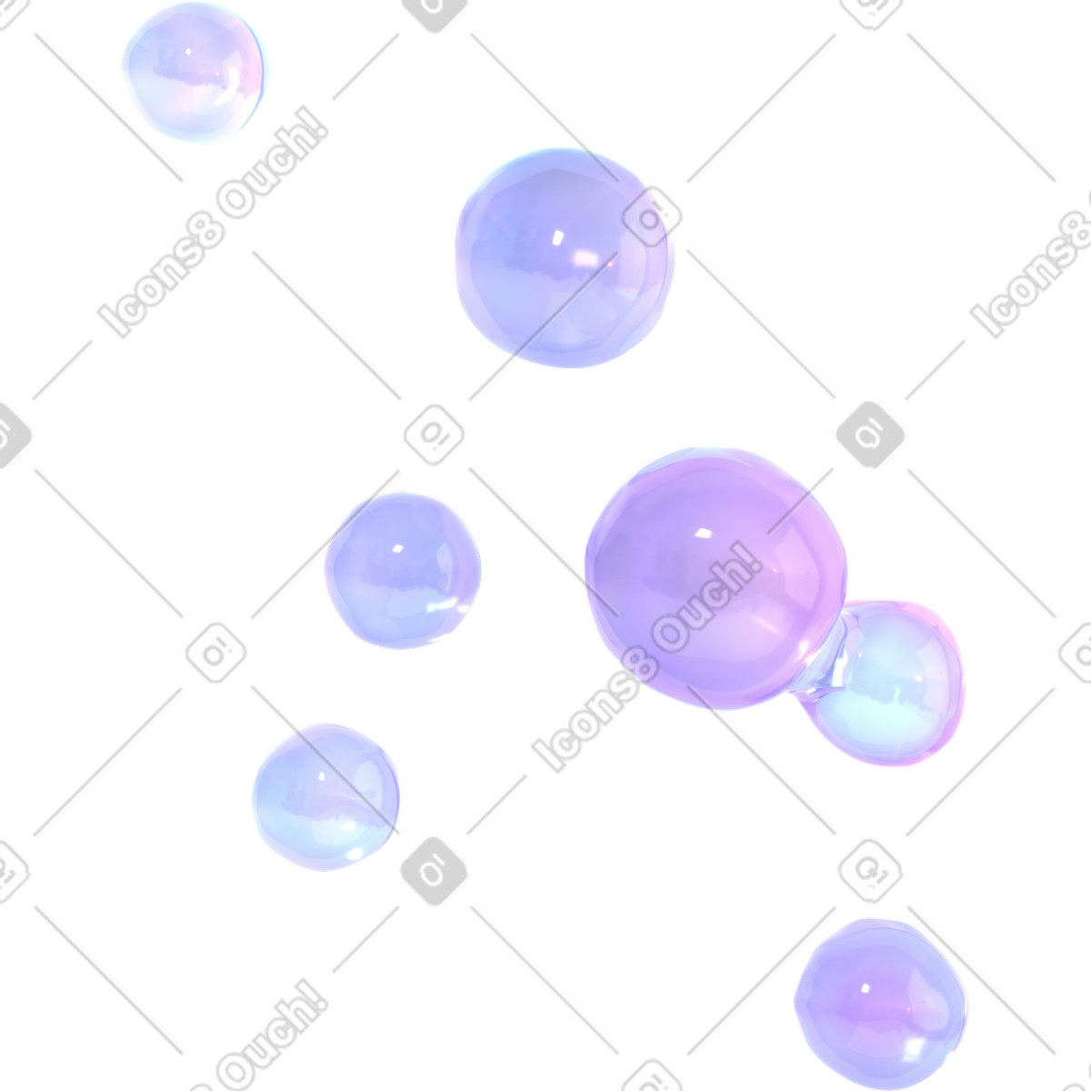 Composizione da sogno con bollicine illustrazione in stile 3D Glassy scarica in PNG, SVG