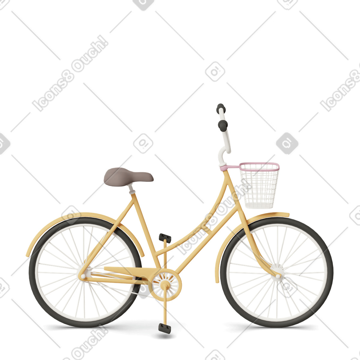 Yellow bike illustration in 3D Casual life style download in PNG, SVG