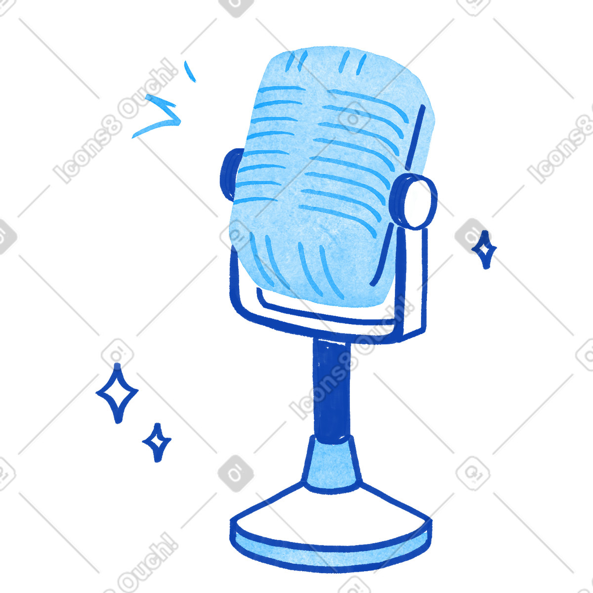 Ilustração de Microphone retro standalone studio device with sparkle accents around body em no estilo Tint para baixar em PNG, SVG