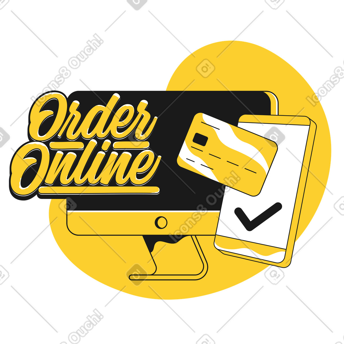 Ordina lettere online e pagamento con carta illustrazione in stile Taxi scarica in PNG, SVG