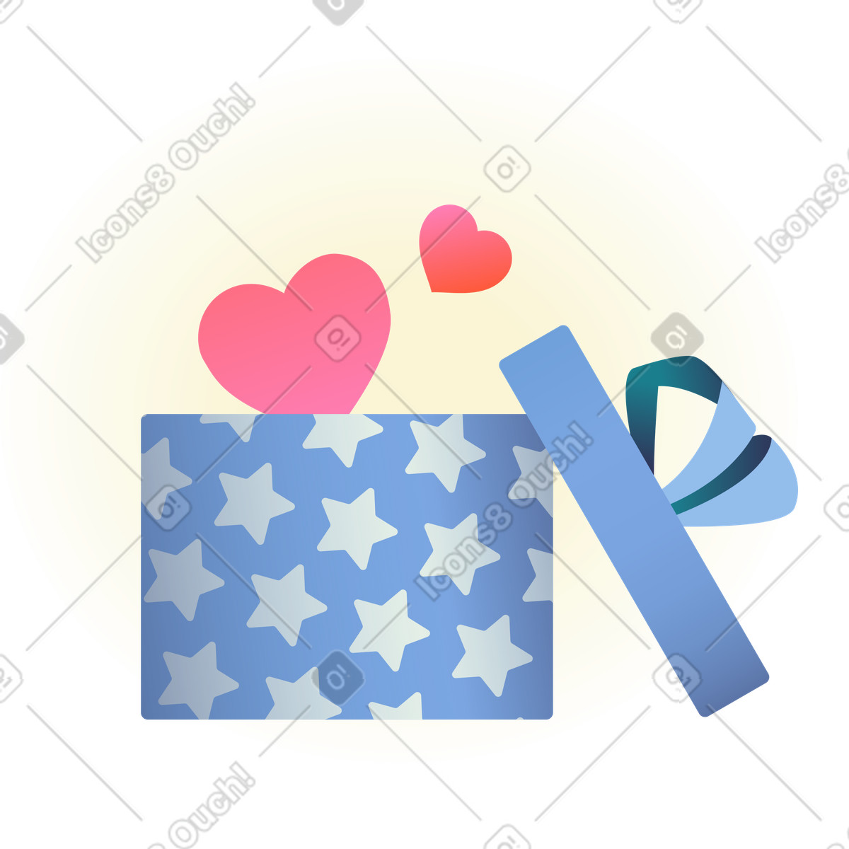 Open gift box with hearts illustration in Beam style download in PNG, SVG