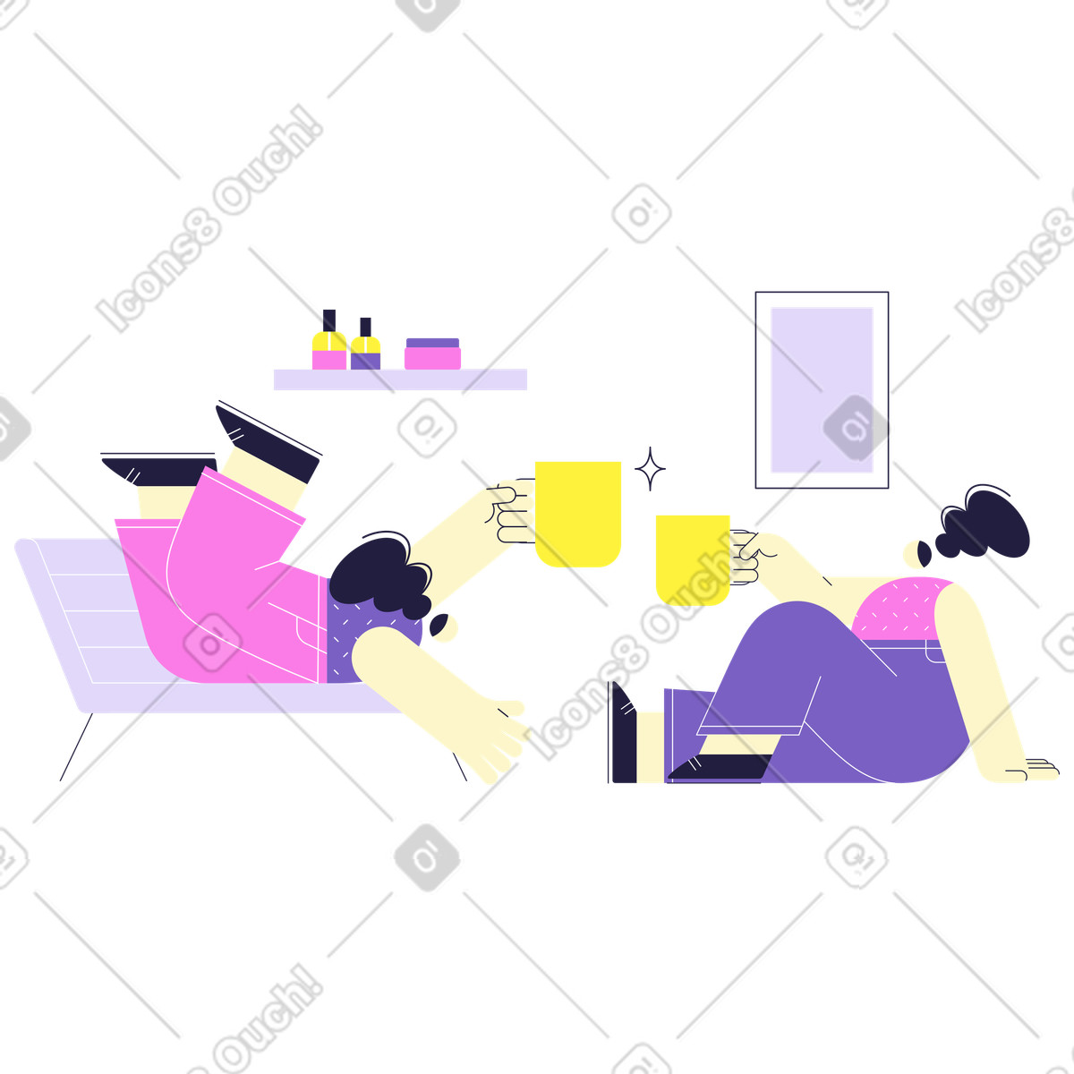 Ilustración Mujeres jóvenes en despedida de soltera estilo Mellow a descargar PNG y SVG