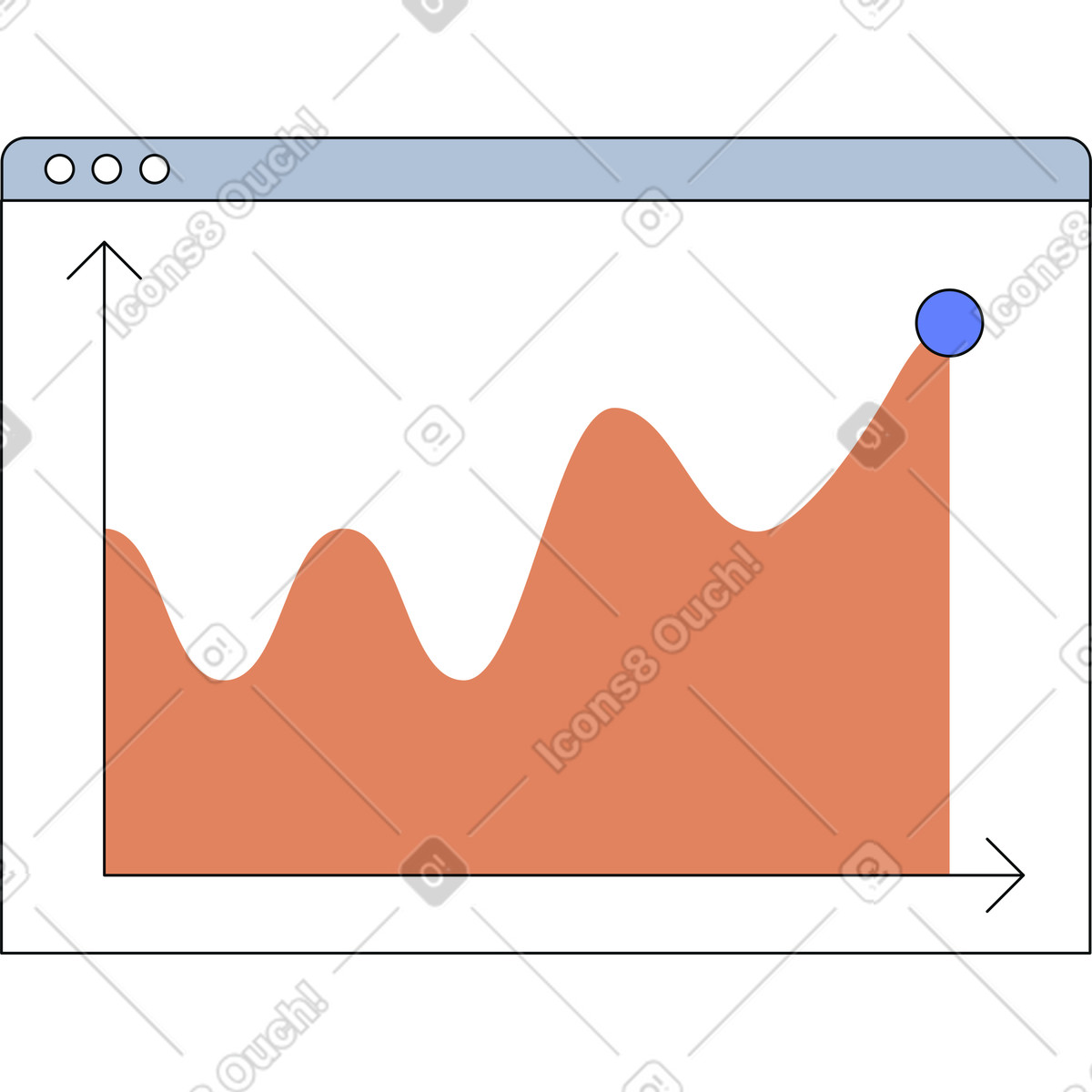 Grafico a linee in una finestra illustrazione stile Teko scarica PNG, SVG