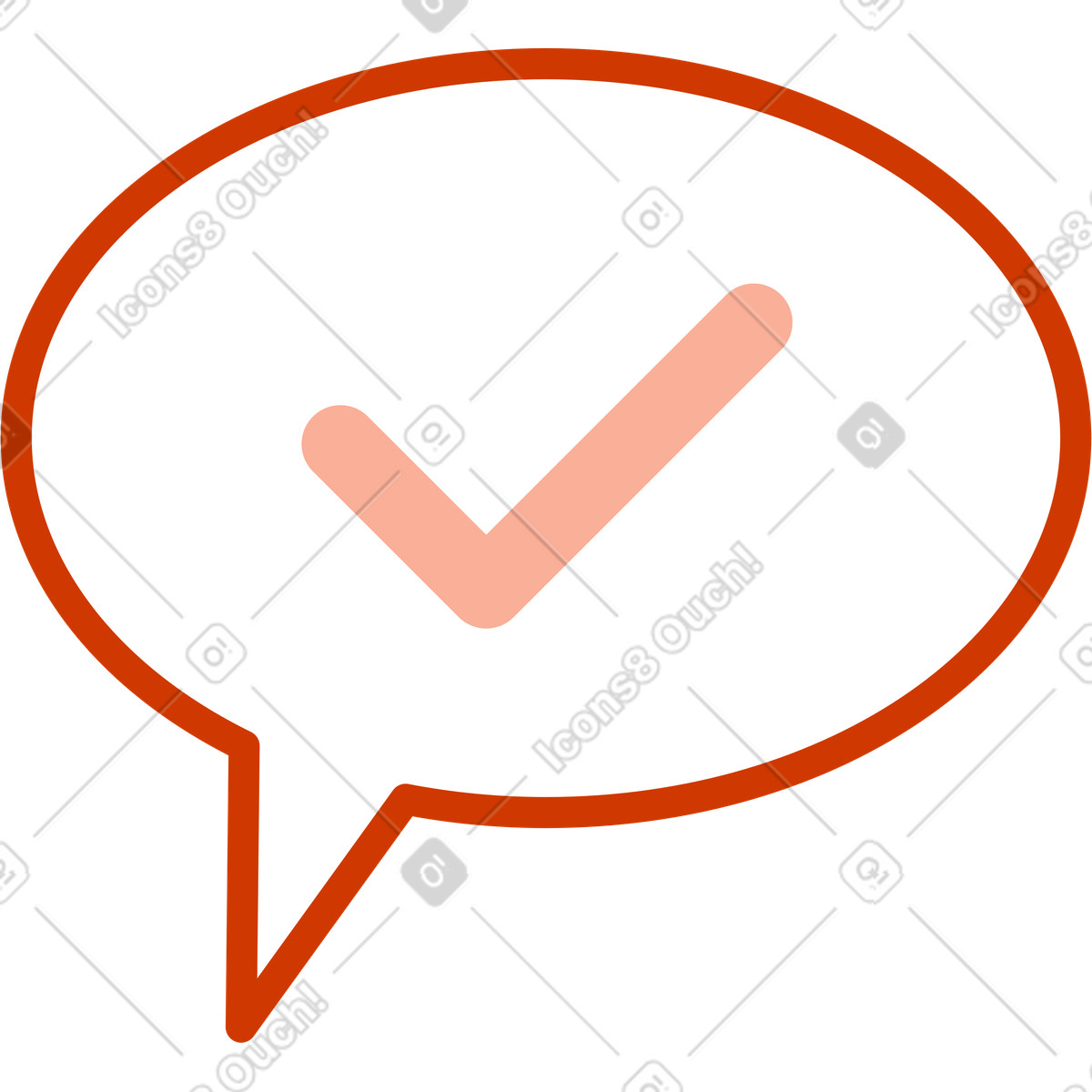 Speech bubble with check mark illustration in PNG, SVG