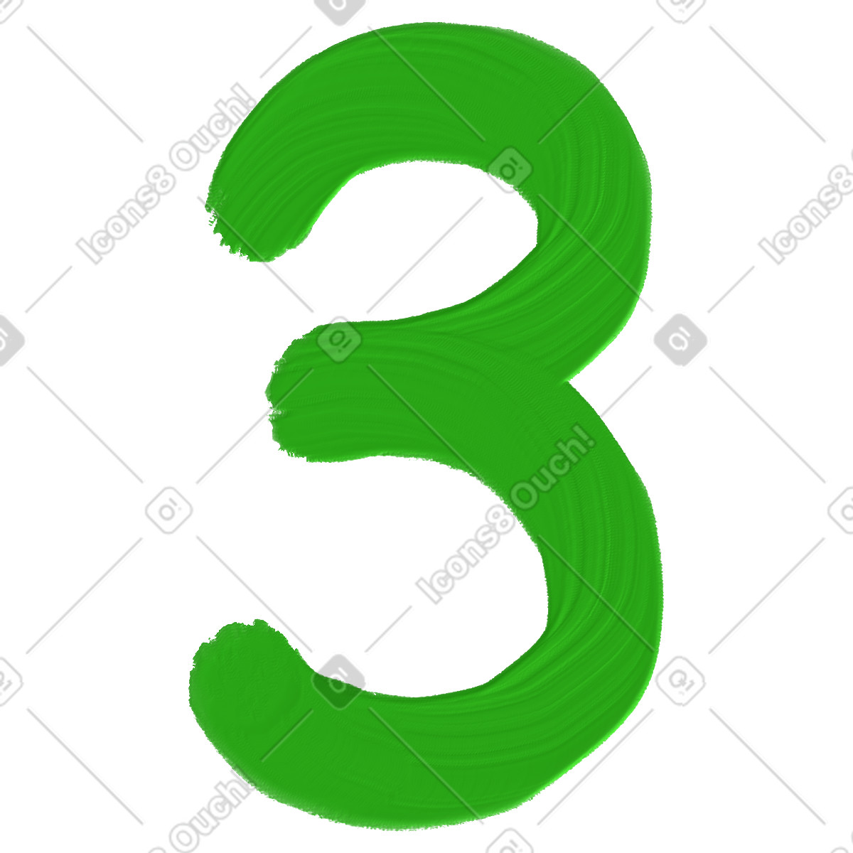 Scrapbooking 스타일의 Green number three 일러스트레이션 PNG, SVG 다운로드