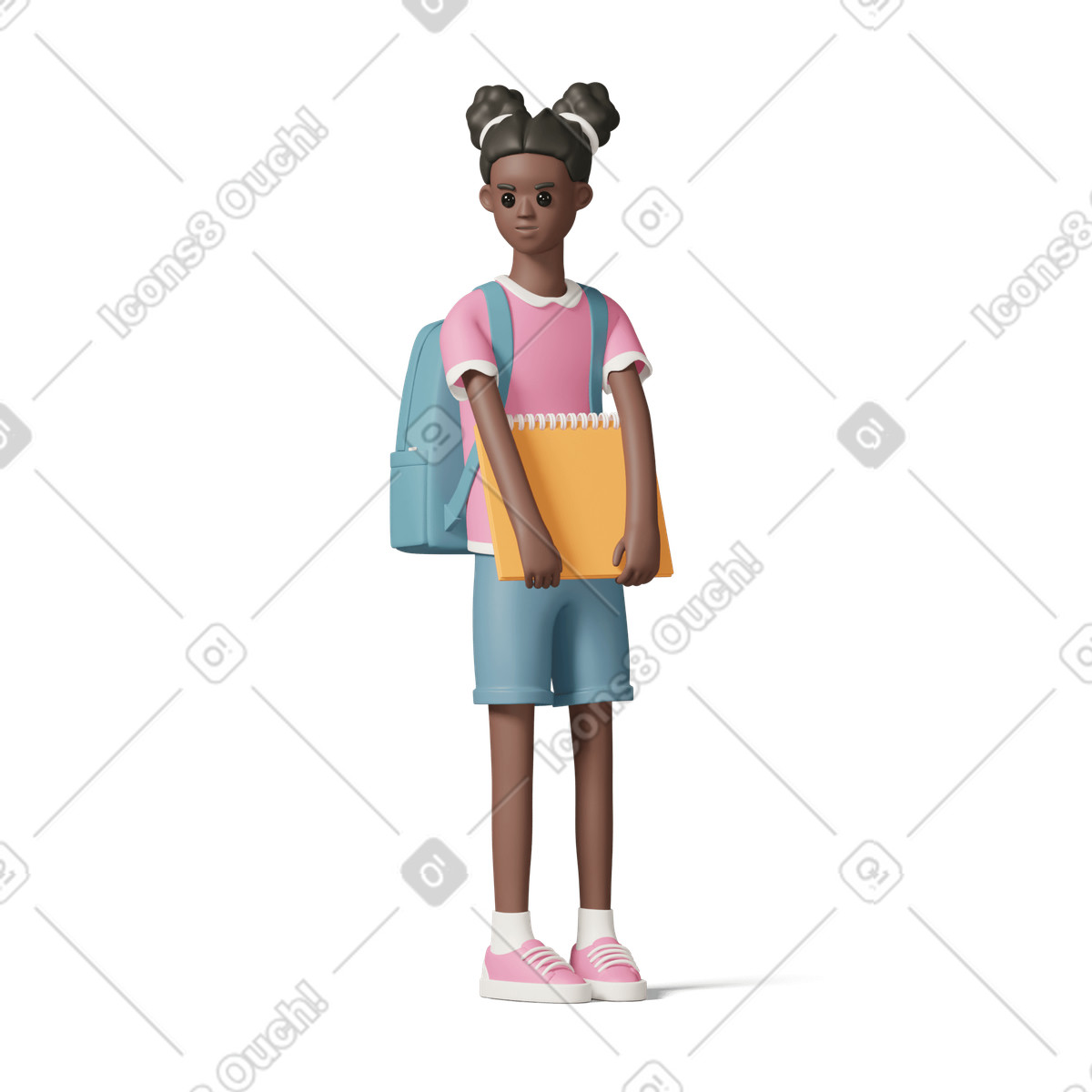 Black girl illustration in 3D Casual life style download in PNG, SVG