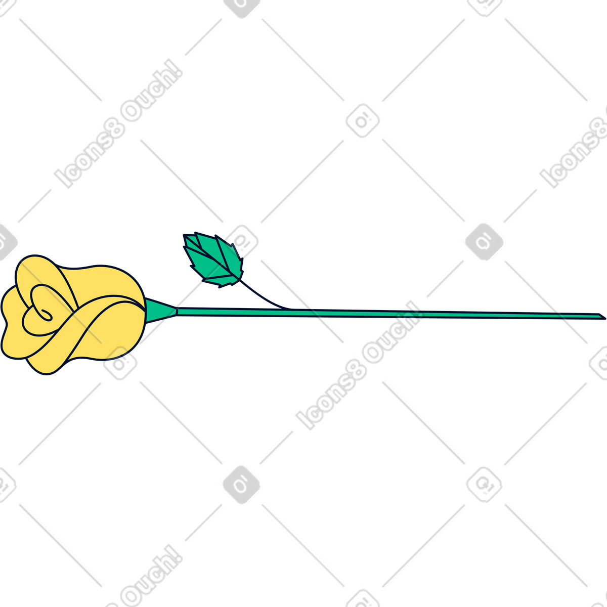 Rose-Illustration im Teal-Stil als Download in PNG, SVG
