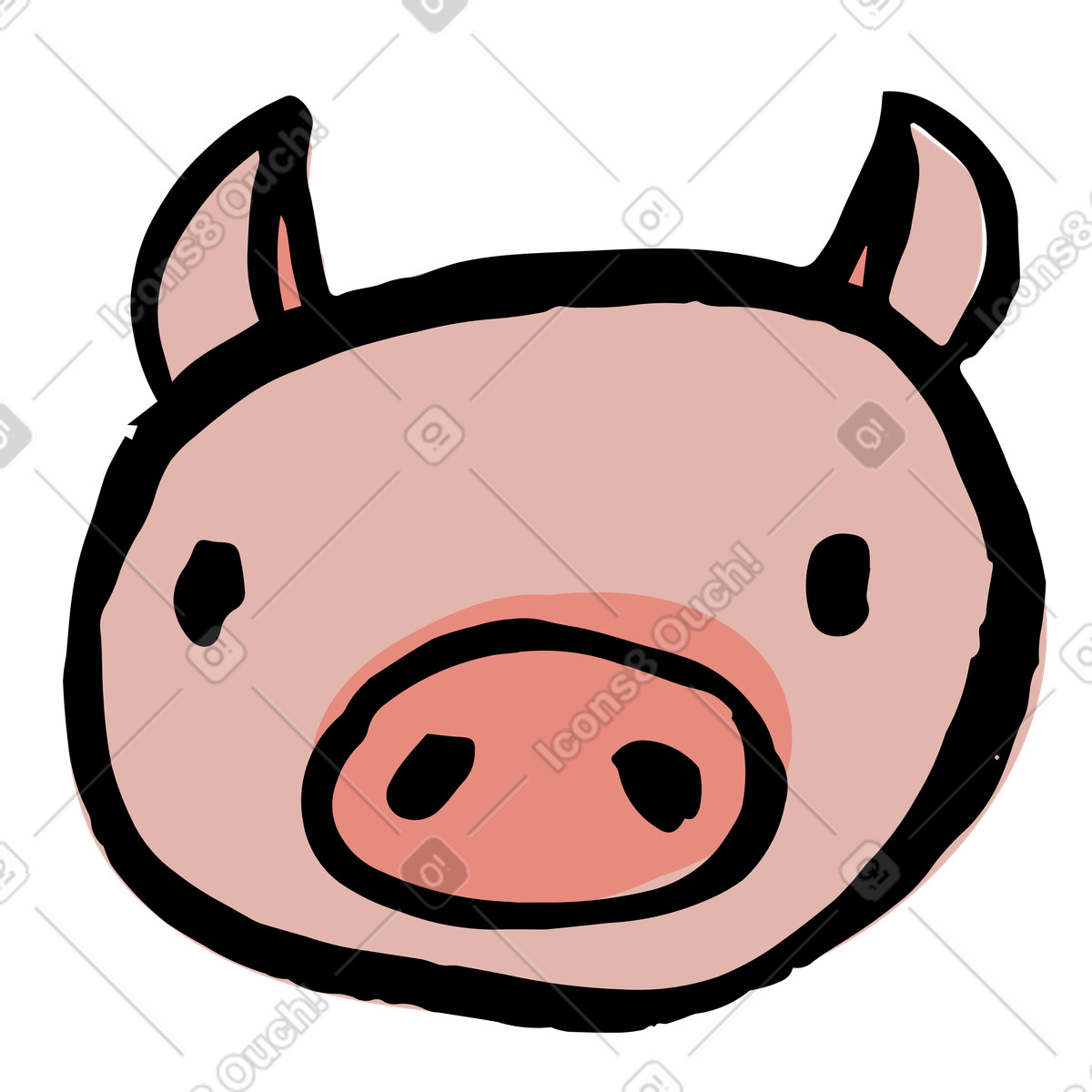 Ilustración Cabeza de cerdo en estilo Scandi a descargar en PNG y SVG