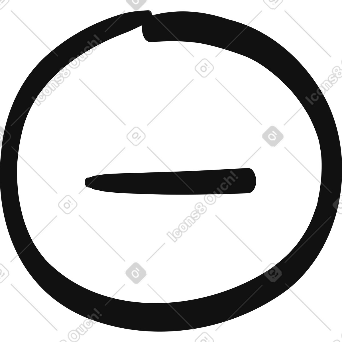 Иллюстрация Minus sign inside hand drawn circle doodle sketch symbol в стиле Organic — скачать в форматах PNG, SVG
