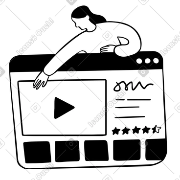 Woman watching movies on online streaming platform PNG, SVG