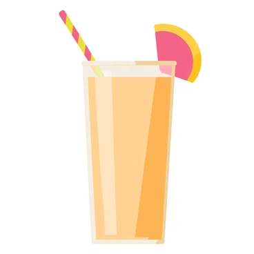 A tall glass filled with a creamy peach smoothie, showcasing a smooth, light orange color. The glass has a shiny surface and is positioned on a white wooden table. On the rim of the glass, there is a vibrant slice of fresh peach, its pink and yellow hues contrasting with the smoothie. A colorful straw is inserted into the smoothie, adding a playful touch to the presentation. Soft light reflects off the glass, creating a refreshing and inviting appearance.