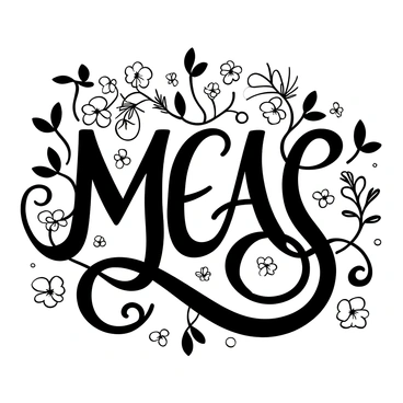 An illustration of elegant calligraphy, with the letters formed using intertwined vines and leaves. The vines are intricately designed, wrapping around each letter in an organic manner. Surrounding the calligraphy are various botanical elements, such as delicate flowers and ferns, enhancing the overall composition. The entire scene is depicted in black and white, highlighting the intricate details of the calligraphy and the botanical features.