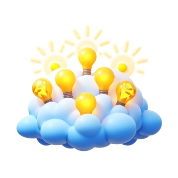 A cloud filled with lightbulbs representing innovative SaaS ideas