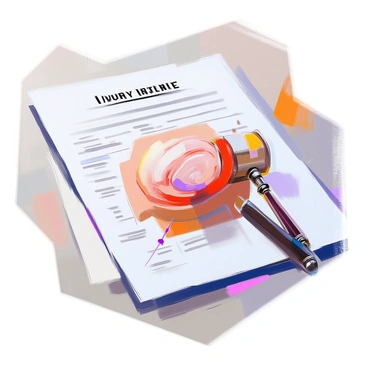 A close-up illustration of a legal document featuring an anatomical diagram highlighting a specific injury. The document has neatly printed text detailing the injury description and medical terminology. The injury is depicted with clear labels and annotations. Surrounding the diagram, there are lines and arrows pointing to the affected area, emphasizing its location on the body. The overall composition is organized, making it easy to understand the details of the injury in relation to the text.