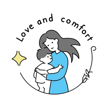A mother embracing her child with warmth and love, with a Bible verse about love and comfort illustrated in soft colors around them.