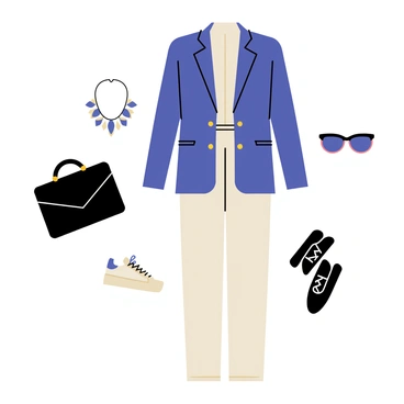 A classic outfit being altered with modern accessories and style